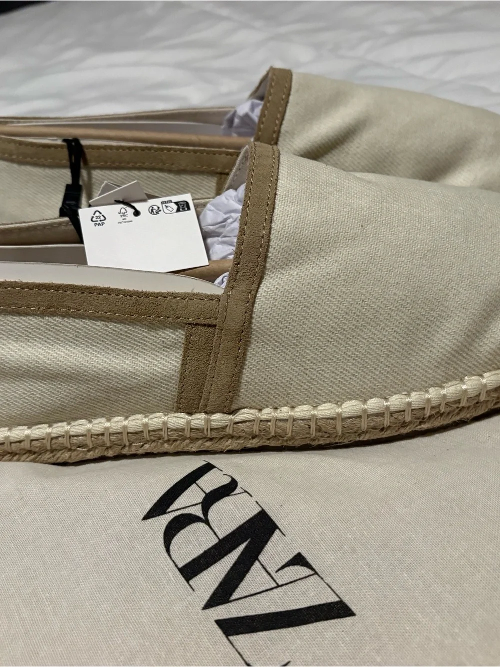 Zara Beige Canvas Espadrille Slip-Ons